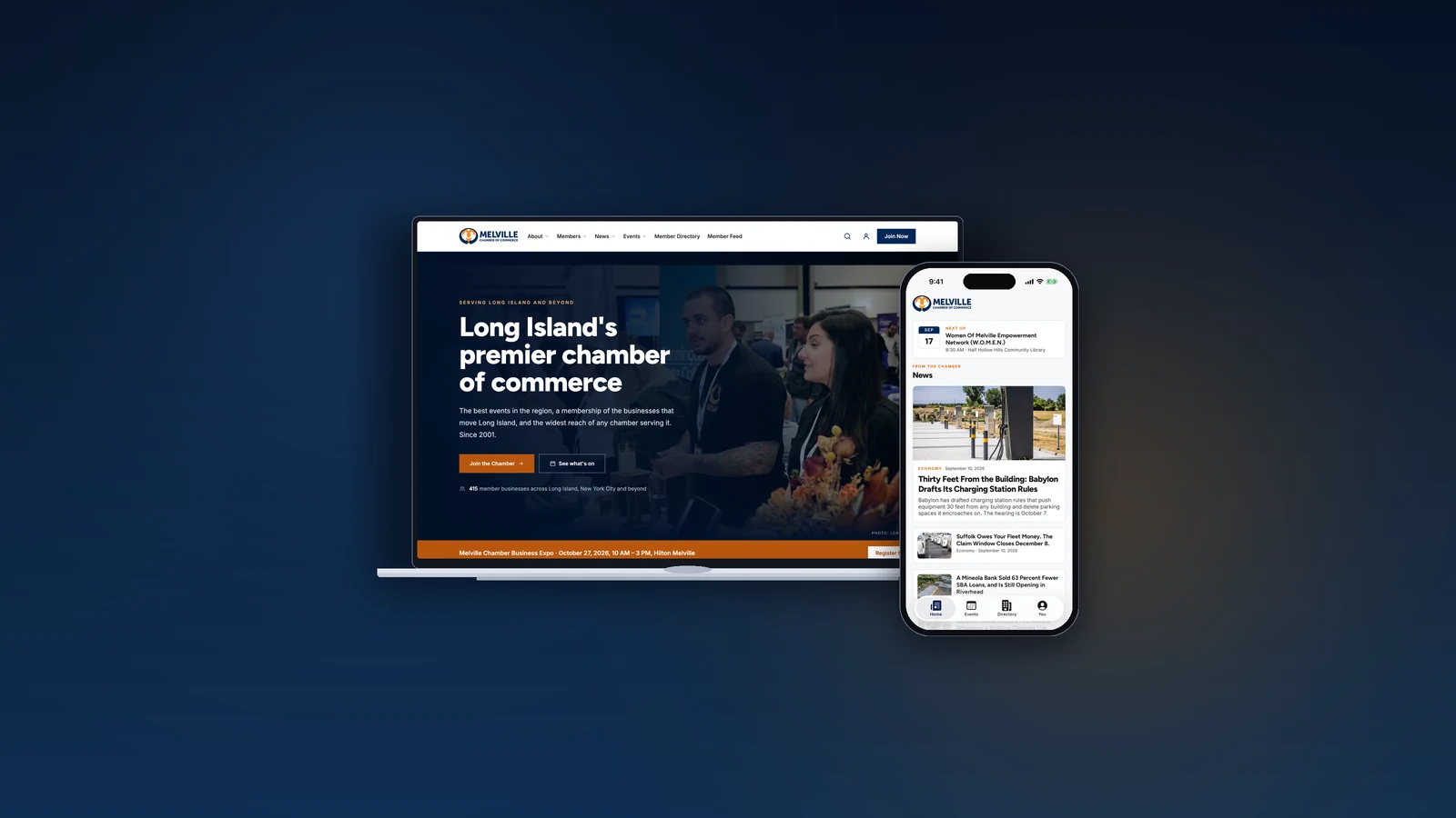 The Melville Chamber Rebuilt Its Website as a Platform. Members Get More Control and More Ways to Connect.